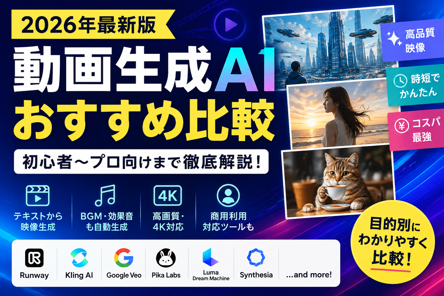 【2026年最新版】動画生成AIおすすめ比較