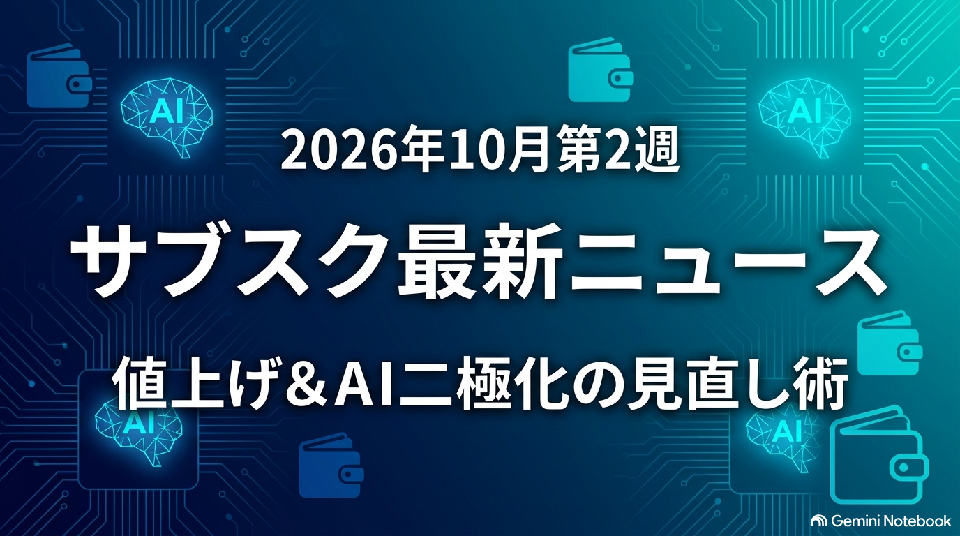【2026年10月第2週】サブスク最新ニュース！値上げ・二極化の波と「賢い活用術」